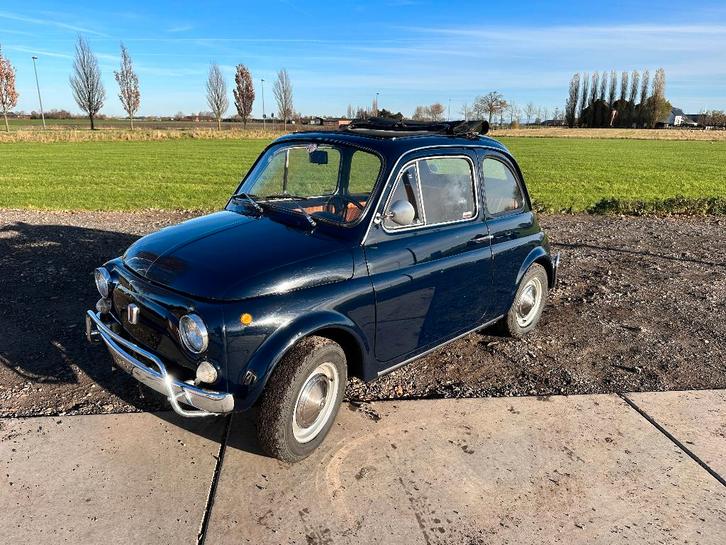 Fiat 500L, Auto's, Oldtimers, Bedrijf, Open dak, Fiat, Benzine, Stadsauto, 2 deurs, Handgeschakeld, Blauw, Beige, Kunstmatig leder