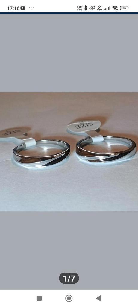 Paar trouwringen van sterling zilver, Handtassen en Accessoires, Ringen, Nieuw, Zilver, Zilver, Ophalen of Verzenden