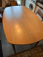 Tafel met 4 degelijke stoelen in taupe leder, Huis en Inrichting, Tafels | Eettafels, Ophalen, Zo goed als nieuw, Vier personen
