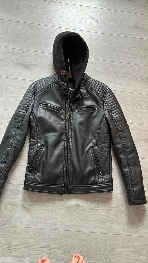 Zwarte gevoerde lederen jas. Maat S, Kleding | Heren, Jassen | Winter, Nieuw, Maat 46 (S) of kleiner, Zwart, Ophalen of Verzenden