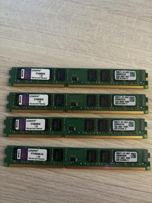 4x 4GB DDR 3 Kingston, Computers en Software, RAM geheugen, Zo goed als nieuw, Desktop, 4 GB, DDR3, Ophalen of Verzenden