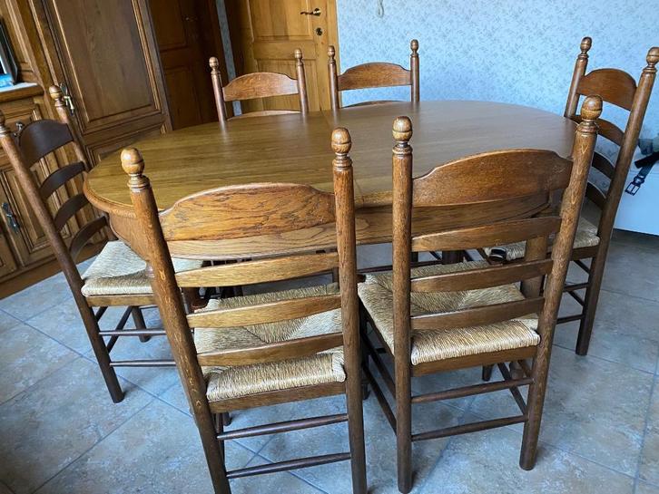 Tafel met 6 of 10 stoelen, Huis en Inrichting, Tafels | Eettafels, Gebruikt, 50 tot 100 cm, 150 tot 200 cm, Vijf personen of meer