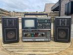 Cougar TV-838 retro boombox-dubbel cassette, radio & mini-tv, Ophalen, Zo goed als nieuw