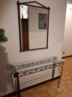 Glazen bijzettafel met bijhorende spiegel, Ophalen, Gebruikt