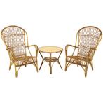Vintage Set Rotan Stoelen Fauteuils Tafel Boho Design, Ophalen, Riet of Rotan, Gebruikt, Minder dan 75 cm