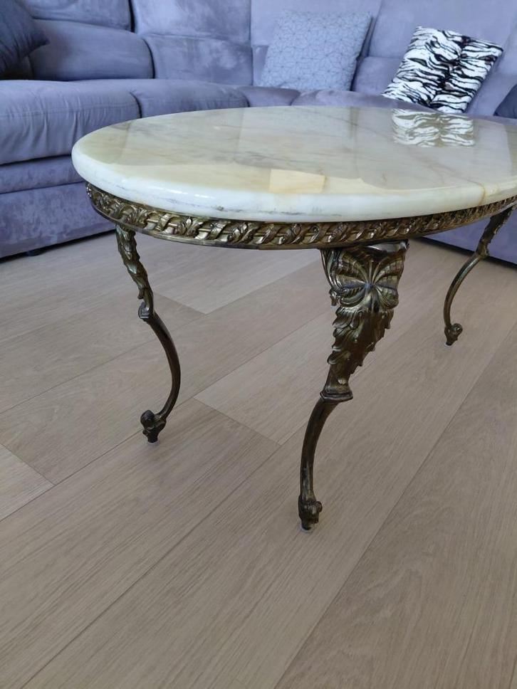 Salontafel met marmeren blad en bronzen poten, Antiek en Kunst, Antiek | Meubels | Tafels, Ophalen