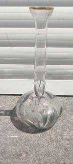 Vase en verre décor fleur signe ghuetti, Antiquités & Art, Enlèvement ou Envoi