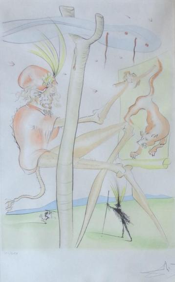 SALVADOR DALI / LE SINGE ET LE LEOPARD / KLEURETS / 100x76cm