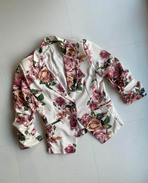 Witte cropped blazer met vintage bloemenprint, Vêtements | Femmes, Vestes & Costumes, Comme neuf, Manteau, Taille 36 (S), Blanc