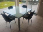 Glazen keukentafel, Huis en Inrichting, Tafels | Eettafels, Ophalen, Gebruikt