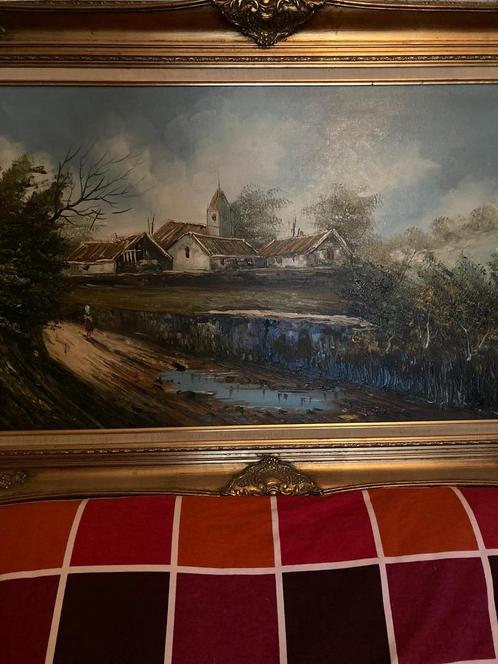 4 X SCHILDERIJEN PLUS 1X DOEK TE KOOP, Antiquités & Art, Art | Peinture | Classique, Enlèvement