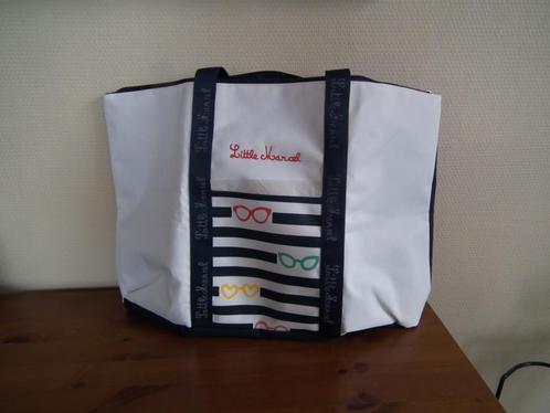Dames boodschappentas (Little Marcel) Wit en marineblauw, Handtassen en Accessoires, Tassen | Damestassen, Zo goed als nieuw, Shopper
