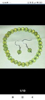 Natuurlijk groen amber setje, Handtassen en Accessoires, Armbanden, Nieuw, Ophalen of Verzenden, Elastiek, Met edelsteen