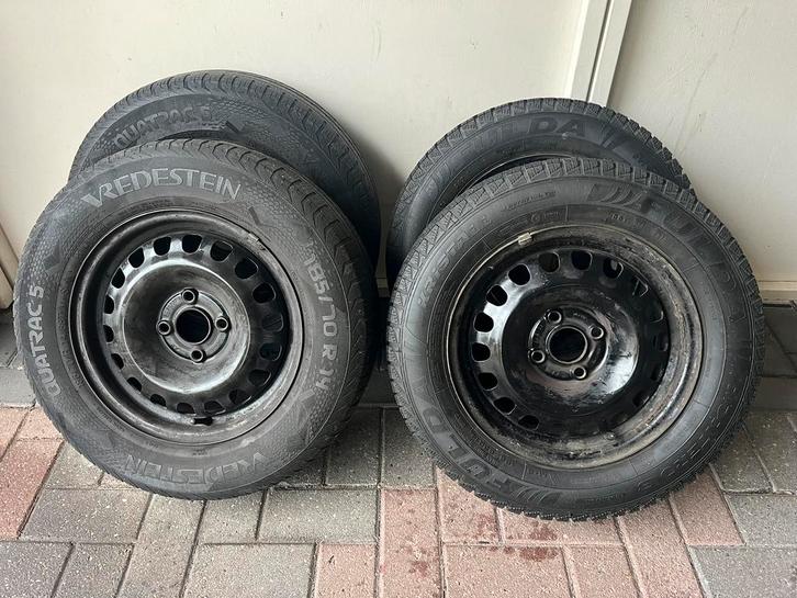 Velgen 4x staal 14 inch met banden., Auto-onderdelen, Banden en Velgen, Band(en), Zomerbanden, 14 inch, Ophalen