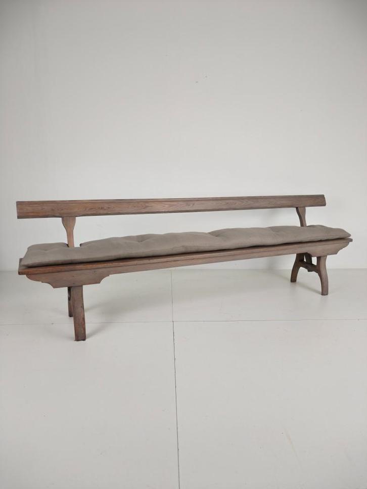 Victoriaanse Pitch Pine Spoorbank – Draaibare Rugleuning, Antiek en Kunst, Antiek | Meubels | Stoelen en Sofa's, Ophalen of Verzenden