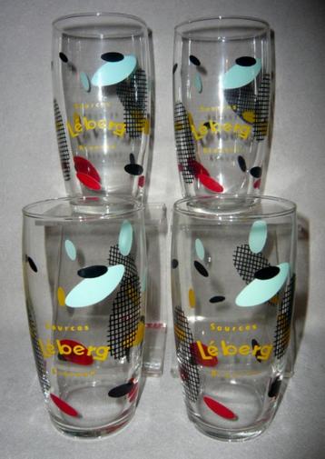 SET DE 4 VERRES À EAU/LIMONADE SOURCES LÉBERG VERS 1955/60