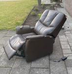 Elektrische relax zetel stoel bruin leer, Huis en Inrichting, Fauteuils, Ophalen, Leer