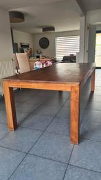 Eettafel 2m40 op 1m in goede staat, Ophalen, Gebruikt, Teakhout, 200 cm of meer