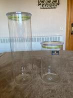 2 voorraadpotten in glas met afsluitbaar deksel, Pure Kitche, Huis en Inrichting, Ophalen of Verzenden, Zo goed als nieuw, Glas