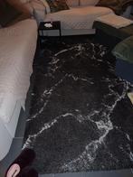 Tapis à poils longs - marbré noir/blanc - 160/235 cm, Enlèvement, Noir