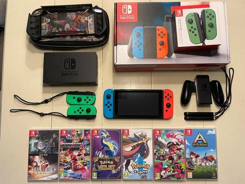 Nintendo Swith met games & accesoires, Games en Spelcomputers, Spelcomputers | Nintendo Switch, Zo goed als nieuw, Switch Original