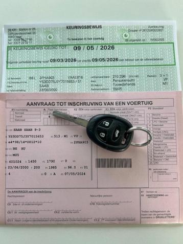 Saab 9-3 Cabrio 2.0 benzine met airco gekeurd voor verkoop, Auto's, Zwart, Cabriolet, Zwart, Handgeschakeld
