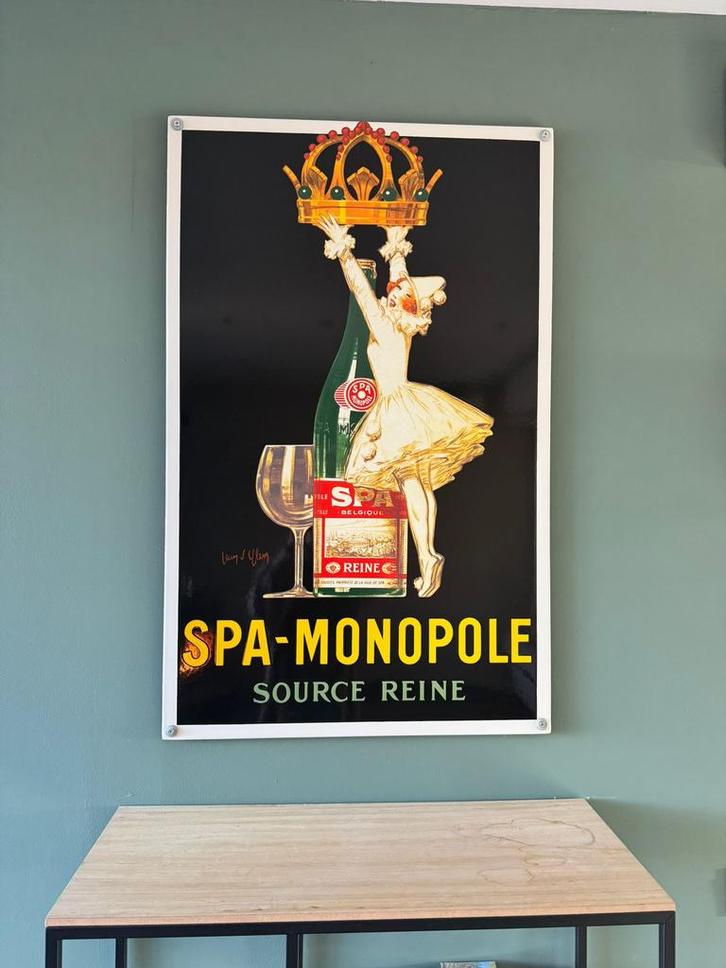 Spa Monopole Source Reine Emaille Bord 63x100cm, Verzamelen, Merken en Reclamevoorwerpen, Zo goed als nieuw, Ophalen