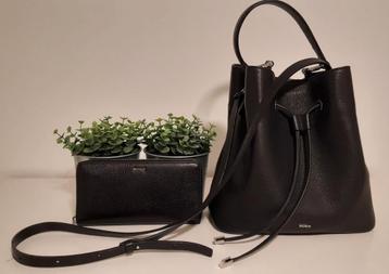 NIEUW BOSS zwartlederen bucket bag + portefeuille beschikbaar voor biedingen