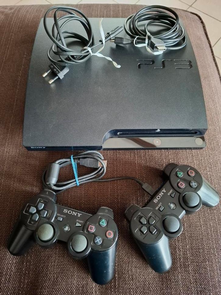 PlayStation 3 contsole + 2 originele controllers + kabels, Games en Spelcomputers, Spelcomputers | Sony PlayStation 3, Zo goed als nieuw