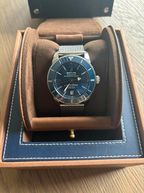 Breitling Superocean Heritage blauw 46mm., Handtassen en Accessoires, Horloges | Heren, Zo goed als nieuw, Polshorloge, Breitling