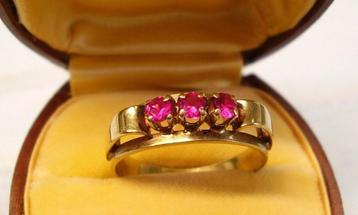 Art deco gouden Brugring met robijnen VERKOCHT  VENDU  beschikbaar voor biedingen