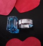 Nieuw  y2k Pylones glazen kubus ring, turquoise, 17mm, Blauw, Nieuw, Ophalen of Verzenden, 17 tot 18