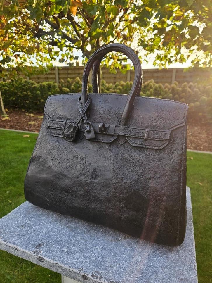 BRONZEN EXCLUSIEVE HANDTAS NAAR HERMES BIRKIN VERZAMEL ITEM, Antiek en Kunst, Kunst | Beelden en Houtsnijwerken, Ophalen of Verzenden