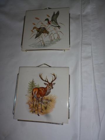 2 tegels in faïence METTLACH wanddecoratie jachttafereel, Antiek en Kunst, Ophalen of Verzenden