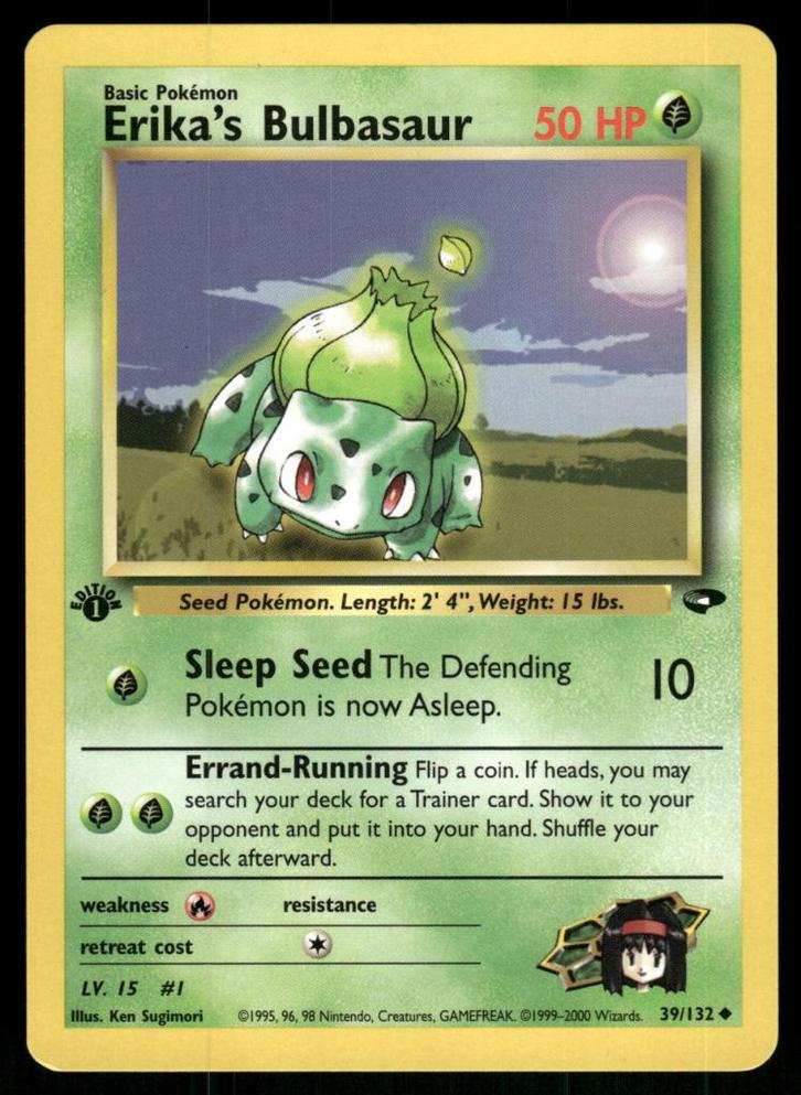Erika's Bulbasaur 39/132 - Gym Challenge (1st edition), Hobby en Vrije tijd, Verzamelkaartspellen | Pokémon, Gebruikt, Verzenden