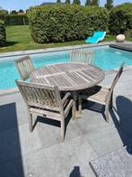 Tuintafel, Tuin en Terras, Tuintafels, Ophalen, Gebruikt, Rond, Teakhout