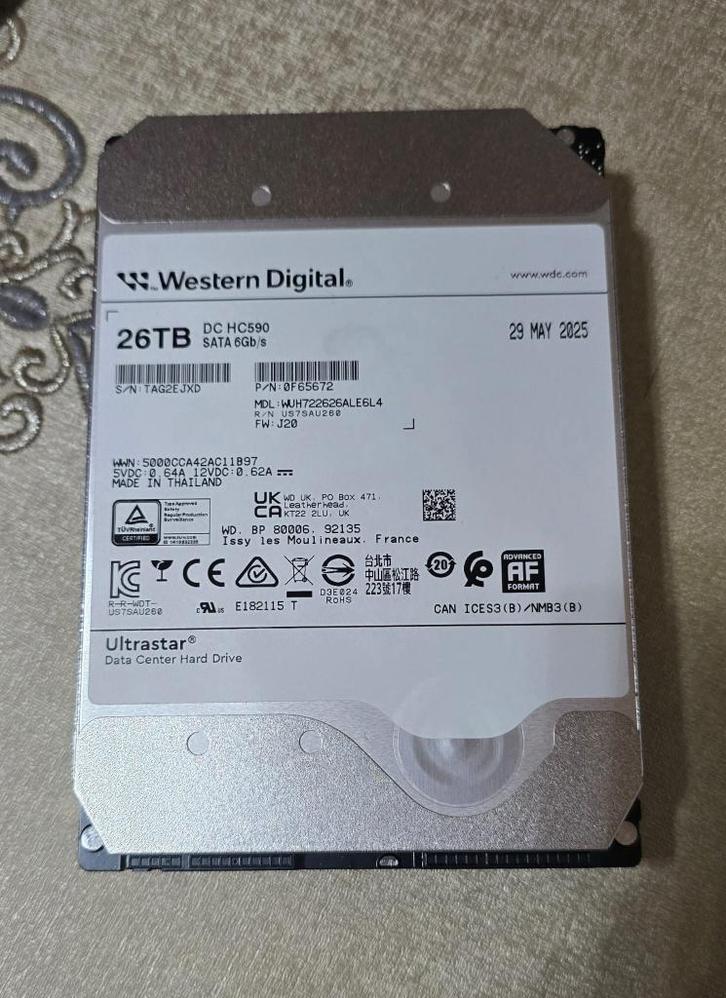 WD ULTRASTAR 26TB DC HC590 harde schijven, Computers en Software, Harde schijven, Gebruikt, Desktop, Intern, HDD, SATA, Ophalen