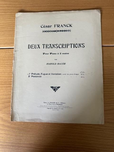 César Franck — Deux transcriptions pour piano à deux mains, Musique & Instruments, Partitions, Utilisé, Artiste ou Compositeur