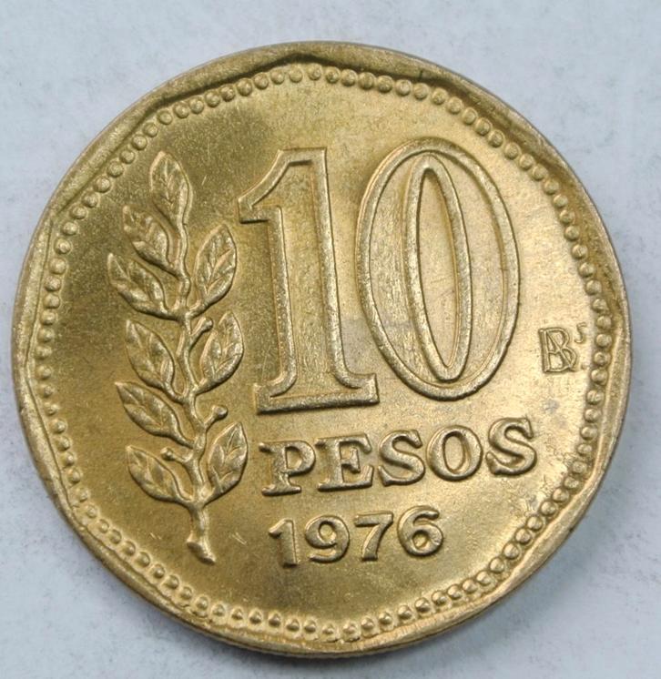 Av Pces ARGENTINIË KM #72 „10 PESOS” UIT 1976, Postzegels en Munten, Munten | Amerika, Losse munt, Zuid-Amerika, Ophalen of Verzenden