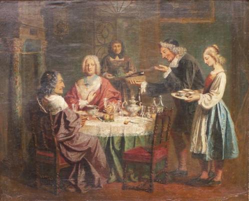 Schilderij getekend Charles-Auguste Herbé (1801-1884), Antiek en Kunst, Kunst | Schilderijen | Klassiek, Ophalen