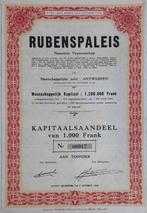 Rubenspaleis - antwerpen -  kapitaalsaandeel - 1951, Ophalen of Verzenden, 1950 tot 1970, Aandeel