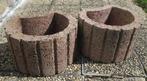 2 open bloembakken in beton (maanvormig 28x35x20cm), Tuin en Terras, Ophalen, Minder dan 30 cm, Minder dan 60 cm, Zo goed als nieuw