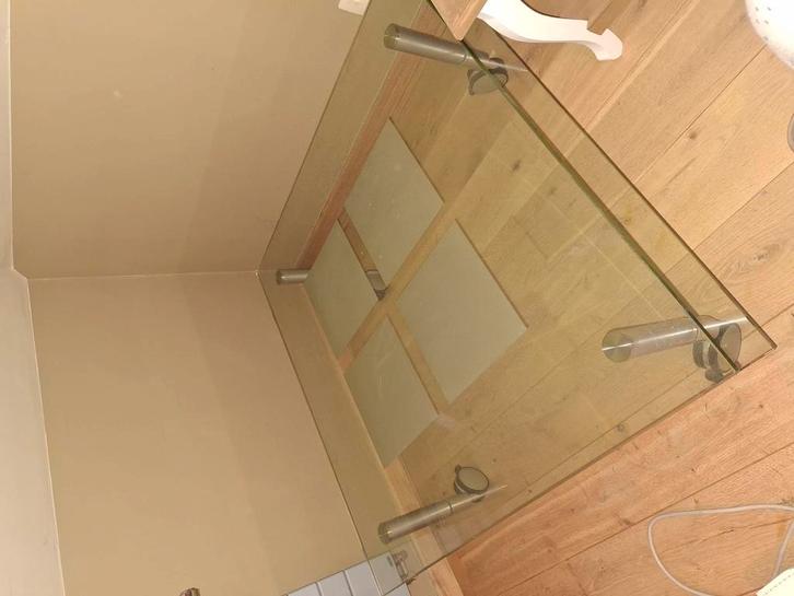 Glazen salontafel (zeer zwaar), Huis en Inrichting, Tafels | Salontafels, Zo goed als nieuw, Vierkant, Glas, Ophalen