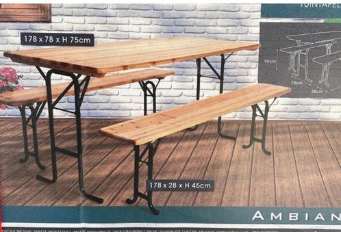 Picknick tafel en 2 banken, Jardin & Terrasse, Tables de pique-nique, Neuf, Rectangulaire, Autres matériaux, Pliant, Enlèvement