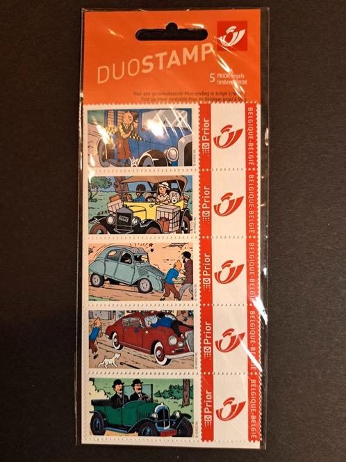 5 timbres duostamp Tintin et les voitures / oldtimers, Postzegels en Munten, Postzegels | Europa | België, Postfris, Auto's, Postfris
