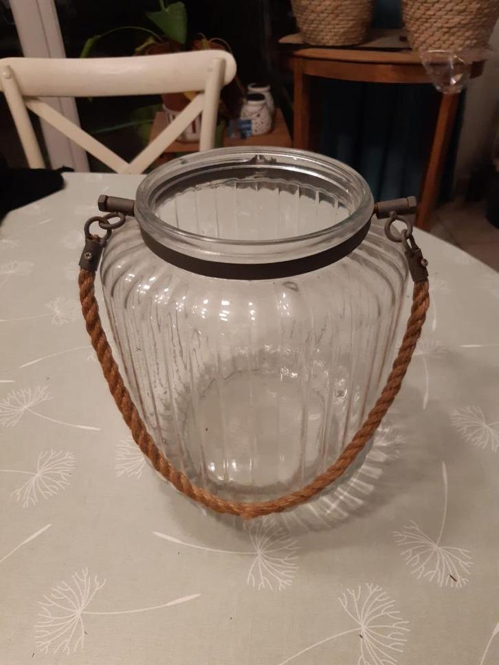 Jarre décorative - verre cannelé, Huis en Inrichting, Woonaccessoires | Vazen, Glas, Ophalen of Verzenden