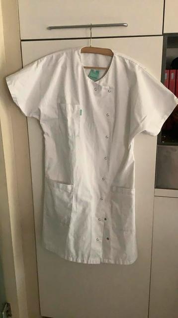 Boutons poussoirs en coton blanc pour infirmières, 2 poches