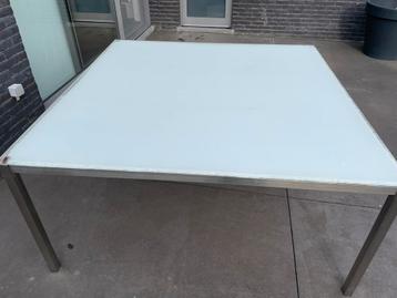 Vierkante tuintafel met glazen blad, Enlèvement, Utilisé, Carré
