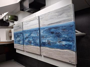 Groot hedendaags modern schilderij 3-luik nieuw beschikbaar voor biedingen