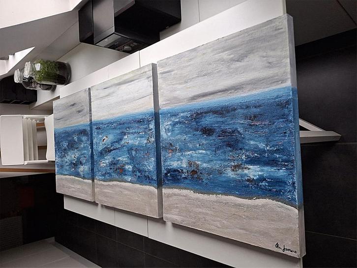 Groot hedendaags modern schilderij 3-luik nieuw, Antiek en Kunst, Kunst | Schilderijen | Modern, Ophalen